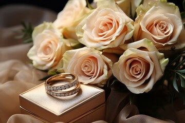 Poster - Beautiful wedding bouquet and wedding rings