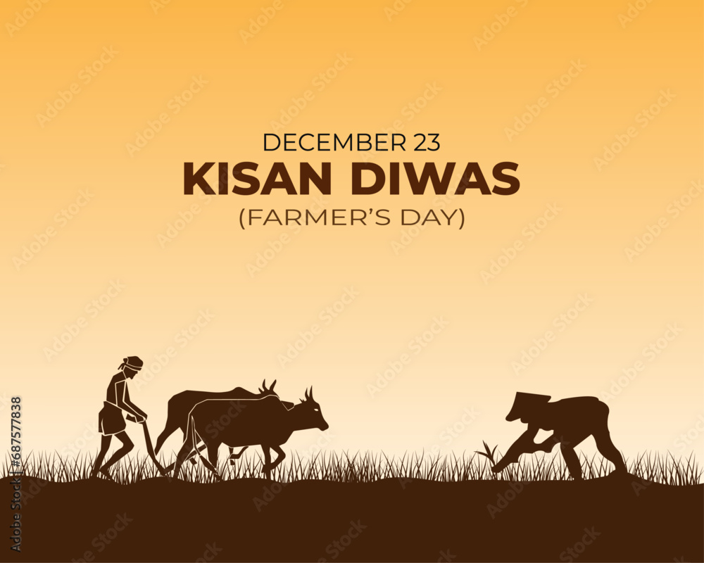 Farmers Day. December 23. Holiday concept. Kisan Diwas banner, poster ...
