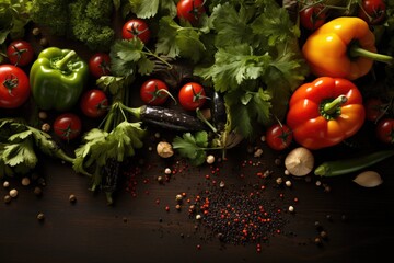 Wall Mural - Colorful background with fresh healthy vegetables