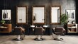 A chic interior of a hair salon with a modern design, luxurious white furniture and professional equipment to create a stylish atmosphere.