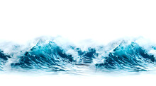 Powerful, Rolling Ocean Wave With White Foam. The Wave's Deep Blue Color Contrasts With The White, Creating A Dynamic Water Scene