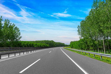 Wall Mural - Empty automobile expressway. Empty car highway.