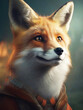 The fox. Anthropomorphic animal portrait in vintage style.