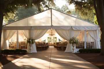 Outdoor wedding tent decorated with flowers, outdoor wedding