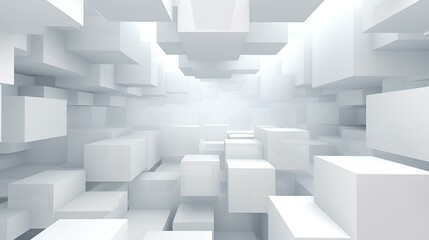 white and grey abstract rectangles perspective background. wallpaper, banner. generative AI