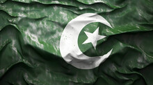 Waving Colorful National Flag Of Pakistan On A Gray Background With Text Independence Day,Generative Ai