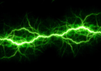 Wall Mural - Green lightning, cold electrical discharge, element danger