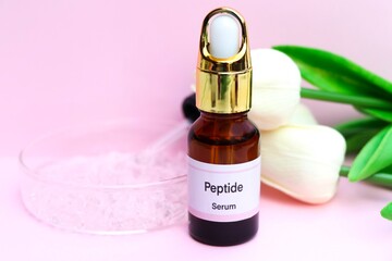 Canvas Print - Peptide in a bottle, Substances used for treatment  or medical beauty enhancement