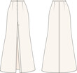 flared a line maxi long skirt with slits template technical drawing flat sketch cad mockup fashion woman