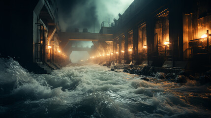 hydroelectric power station panorama beautiful view