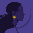 A face of a young African woman in profile. Side view. Vector flat Illustration