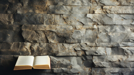 Wall Mural - Holy Bible and wooden cross on stone background.Faith in God.Miracle from heaven.Believe in goddess.Love study bible.Bible is book of life.Christianity background concept.