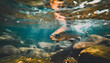 Pink salmon in shallow freshwater stream