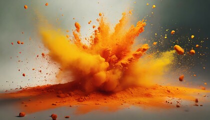 Wall Mural - orange holi paint color powder illustration ai generative