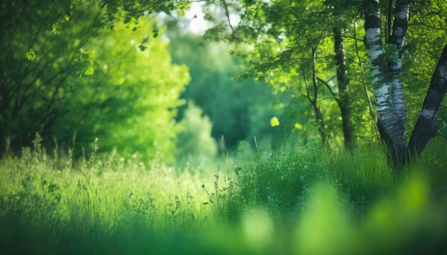 beautiful green summer forest spring background backdrop