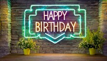 Neon Happy Birthday Sign For Party Decoration