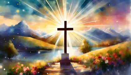 spiritual illustration jesus cross christianity background art crucifix god religion artwork religio