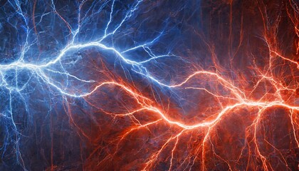 Wall Mural - red and blue lightning abstract electrical background
