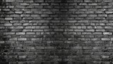 Fototapeta Nowy Jork - wide old black shabby brick wall texture dark masonry panorama brickwork panoramic grunge background