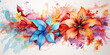 watercolor illustration of colorful flowers - Generative AI	
