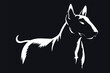 White silhouette of a bull terrier on a black background. simple vector illustration. Minimalism