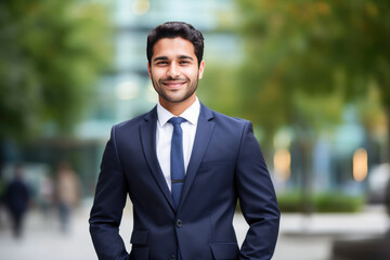 Young and successful businessman standing confidently at office