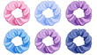 Set of colorful scrunchies - hair ties, isolated