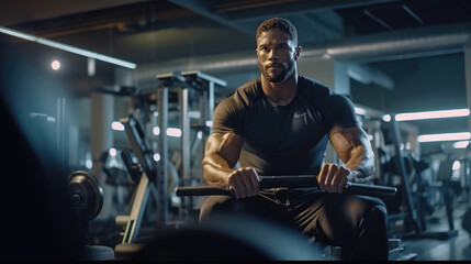 A man is lifting a barbell at the fitness center