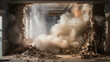 The Raw Beauty of Renewal - Dramatic Scene of a House Wall Being Torn Down During Renovation