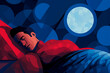 sleeping in the night, concept illustration for sleep disorders and insomnia