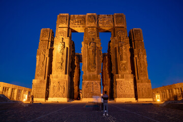 Wall Mural - Monument known as Chronicle of Georgia at night. Tbilisi