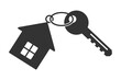 Key with a keychain in the form of a house. Vector illustration