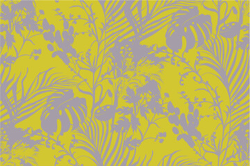 Wall Mural - modern tropical pattern with monstera bushes in practical unisex shades on vector for surface and fabric design