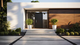 Fototapeta  - Modern Home Exterior - A Testament to Minimalism and Sleek Architectural Design