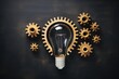 A light bulb with gears coming out of it. Can be used to represent creativity, innovation, and problem-solving. Ideal for business and technology-related projects
