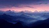 Fototapeta Góry - The rugged beauty of a mountain range silhouetted against the fading twilight.