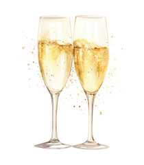 Wall Mural - a couple of champagne glasses are being sprayed with water,