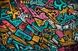 © Osama - abstract graffiti  with crazy doodle Raster background