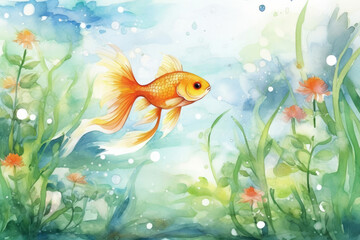 Swim aquarium red nature background fish underwater water orange goldfish animal