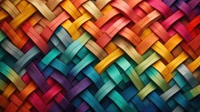 Colorful Woven Background Bright Motley Wallpaper, Braided Pride Basket Texture Pattern, Vivid Rainbow 4k Color Art Backdrop, Light 3d Ai Image Illustration, Geometric Circle Braided Woven Basket Art