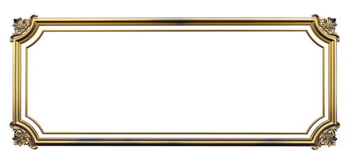 Wall Mural - 3d render of decorative golden vintage frames, golden baroque frame on transparent background.