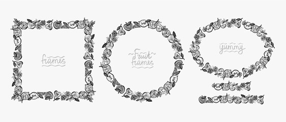 Wall Mural - Fruit frames set and fruit brushes set