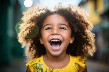 Canvas Print - Happy child celebrating. Background with selective focus and copy space