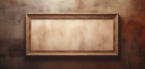 In the view of a camera, a wooden picture frame is presented, showcasing an abstract pattern on a muted background. The empty mockup provides a canvas for artistic imagination.