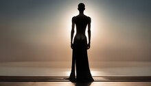 黒人女性の横顔シルエット。夕焼けの中でファッションモデルの撮影｜Profile Silhouette Of A Black Woman. Fashion Model Photoshoot At Sunset. Generative AI	