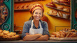 Portrait of happy woman working at her Mediterranean bakery