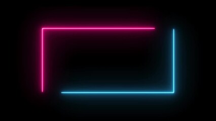 Wall Mural - abstract neon rectangle  frame animation background 4k