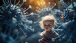 Little Baby Among Viruses, Child Immunization Concept