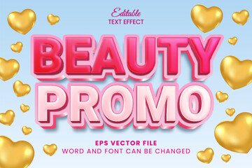 Wall Mural - Beauty promotion 3d editable vector text effect. Pink valentine text style