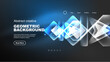 © antishock - Abstract background landing page, geometric shape illuminated with glowing neon light on dark background. Futuristic city lights concept